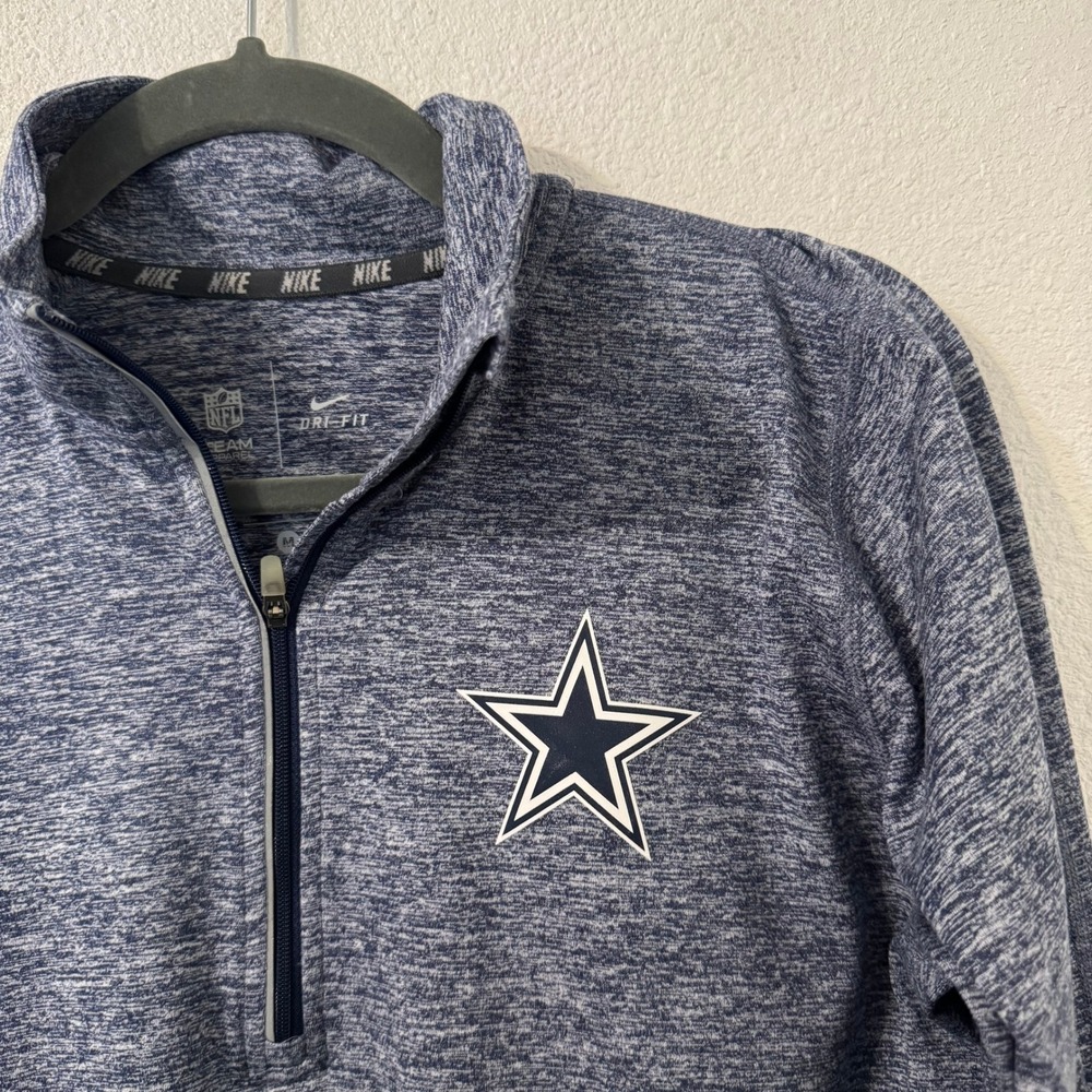 Nike Dallas Cowboys NFL Womens Medium Dri-FIT Quarter Zip Pullover Blue‎ Heather - Picture 4 of 8